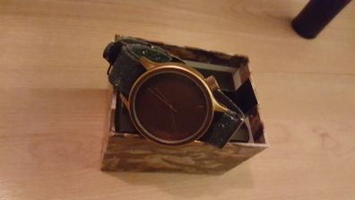 Komono Magnus Acid Denim Print Men's Quartz Watch with Brown Dial Analogue Display and Blue PU Strap KOM-W1913