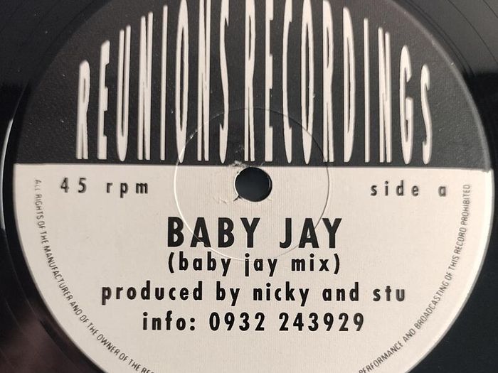 Nicky And Stu - Baby Jay - Reunions Recordings - Hard to find SIDES Banger! Near MINT Condition!