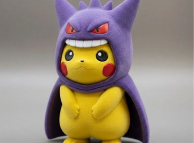 Pikachu wearing Gengar's iconic poncho