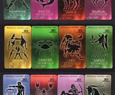ACMI Set of 12 Astrology Prepaid Call Cards Used