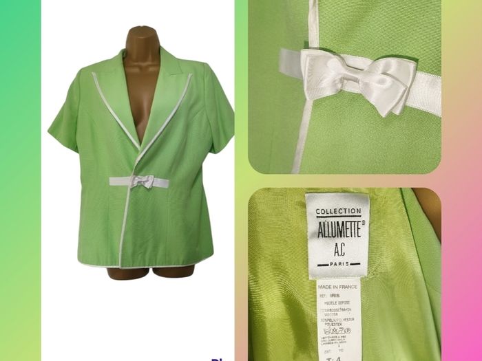 French lime green blazer  with white bow size M/L Postage included
