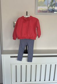Baby Girls Red Sweater & Navy & White Leggings from Marks & Spencer