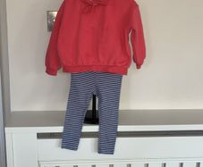 Baby Girls Red Sweater & Navy & White Leggings from Marks & Spencer