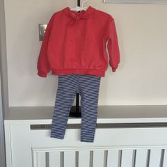 Baby Girls Red Sweater & Navy & White Leggings from Marks & Spencer