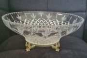 Large Killarney Irish Crystal Fruit Bowl With Metal Foot
