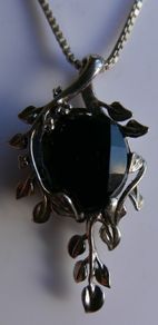 Vintage Black Onyx Sterling Silver 925 Pendant and Necklace length 19,5" - 9g