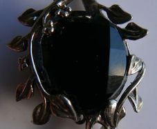 Vintage Black Onyx Sterling Silver 925 Pendant and Necklace length 19,5" - 9g