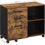 _3-Drawer Unit, Office Storage Unit with Open Compartments, Sideboard, for A4 Format, Documents, Printer Stand, Industrial Style, Rustic Brown and Black Image 5