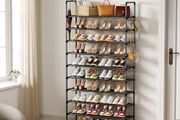Metal Shoe Rack, 10 Tier Shoe Storage Organizer with Hooks,Fit 40-45Pairs Shoes,Metal Tall Shoe Shelf for Closet,Entryway,Garage,Bedroom,Cloakroom
