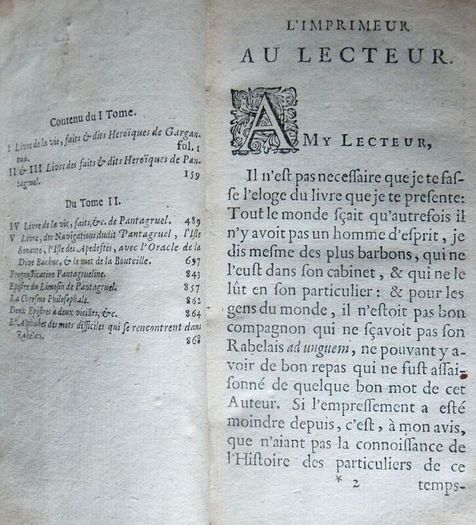 Les Oeuvres de M. Francois Rabelais, Docteur en Medecine, 1666, Rare French