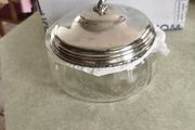 Beautiful Antique  Silver Plated Lided Glass Salad Bowl Or Fresh Fruit Salad
