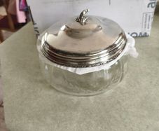 Beautiful Antique  Silver Plated Lided Glass Salad Bowl Or Fresh Fruit Salad