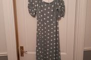 Long green polka dot maxi dress