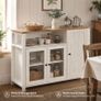 Industrial Storage Cabinet With Glass Doors Rustic Sideboard Kitchen Cupboard Living Room Storage Cabinet Image 2