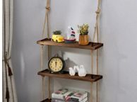 main image for ad BRAND NEW 3 Tiers Rustic Wooden Wall Hanging Rope Shelf Mounted Floating Storage Unit Home