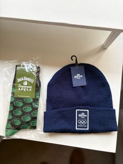 Corona hat and Jack Daniel socks