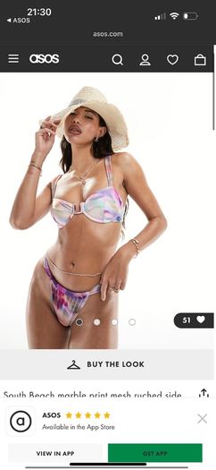 Asos marble print bikini size 10