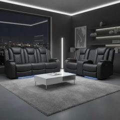 Ashbyrne electric Recliner Sofa 3+2 Dark grey