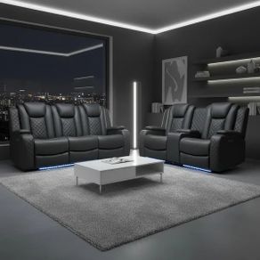 Ashbyrne electric Recliner Sofa 3+2 Dark grey