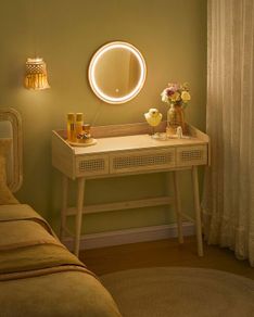 Dressing Table Boho Style  with adjustable Mirror with lighting