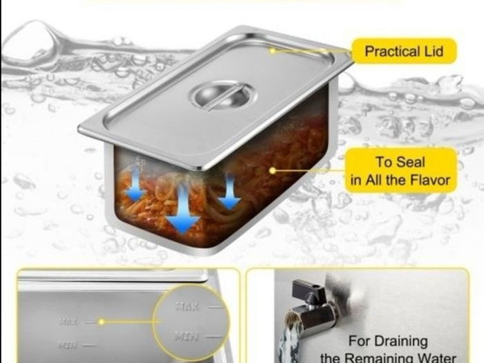 NEW 6 Pan Commercial Food Warmer Electric Steam Table 1200W Professional Countertop for Restaurant 220v