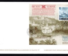 1997 Guernsey Pacific 97 World International Stamp Exhibition Commemorative Stamp Miniature Sheet Official First Day Cover (FDC)