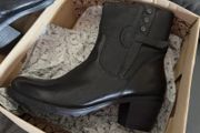 Clarks Women's Maymie Skye Strap Zip Ankle Boot in black leather. UK 8