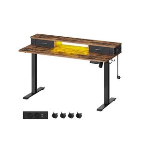 Electric desk sit stand desk LED lights 140 cm high quality motor