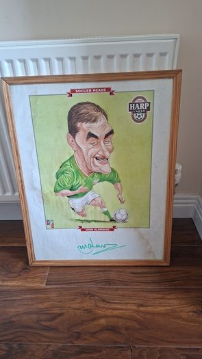 Vintage 1990's Framed Photo of Soccer Heads Harp Lager John Aldridge