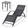 3 Pieces Patio Lounge Chair Set PE Rattan Wicker Beach Yard Garden Sunbathing Chair with Table, Black Image 2
