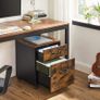 Pedestal with 2 drawers on casters, Mobile Office Storage, for Documents, A4 Format, Hanging files, Industrial Style, Rustic Brown and Black Image 5