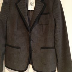 New jacket pin stripe tag attached