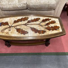 1970's French Designer Coffee Table with Tiled Top