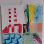 Original seascape Dublin painting of Poolbeg chimneys contemporary art Image 2