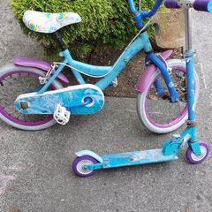 16" elsa bike and scooter
