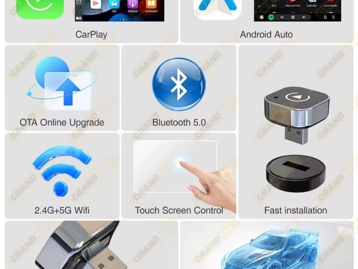 2 in 1 Wireless CarPlay Android Auto Adapter Apple Car play Dongle Mini Ai Box