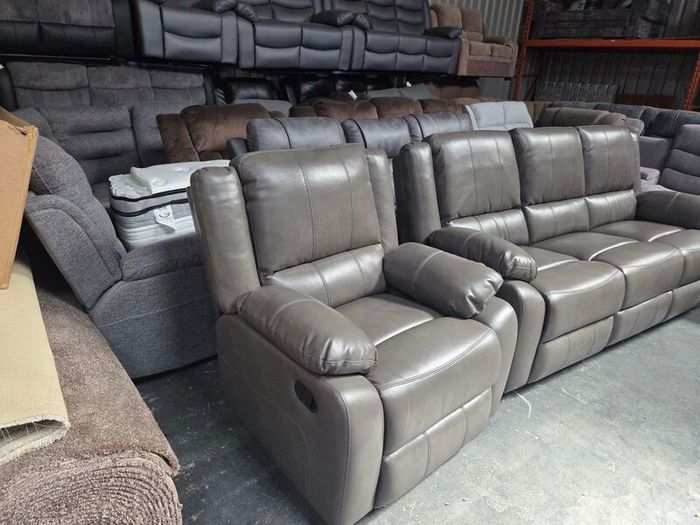 Grey Or Black 3+2+1 Leather All Recliner Sofa Sets