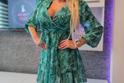 Green and blue dress with a snake pattern XS-M