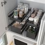 2 Tier Under Sink Large Sliding Cupboard Drawer Shelf(Large Size) Image 2