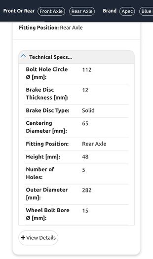 rear brake discs for vw passat 2010-2014