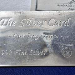 1 oz 2023 Pyromet silver .999 card with Coa in slip