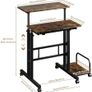 Height Adjustable Standing Desk with Tilting Table Top and Wheels 60 x 60cm Image 3