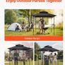 8 x 5 ft BBQ Gazebo Double-Tier Roof  2 Side Shelves  8 Tool Hooks Image 5