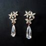 Flower Crystal Dangle Drop Rose Gold Earrings Image 2
