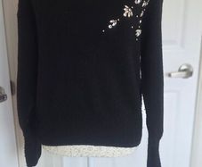 Primark Black Embellished Knit Jumper Crystal Detail Soft Winter Sweater S