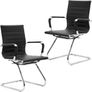 Set of 2 Cantilever  dining chairs PU Leather Visitor Chair with Chrome Frame Image 5