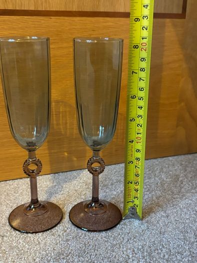 Vintage Smoked Glass Champagne Flutes