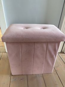 Pink Velvet Ottoman Storage Stool