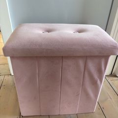 Pink Velvet Ottoman Storage Stool