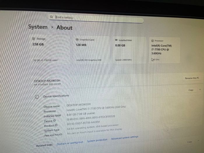 HP Elitedesk 800 g3, 8gb ram, 256gb ssd, windows 11 pro